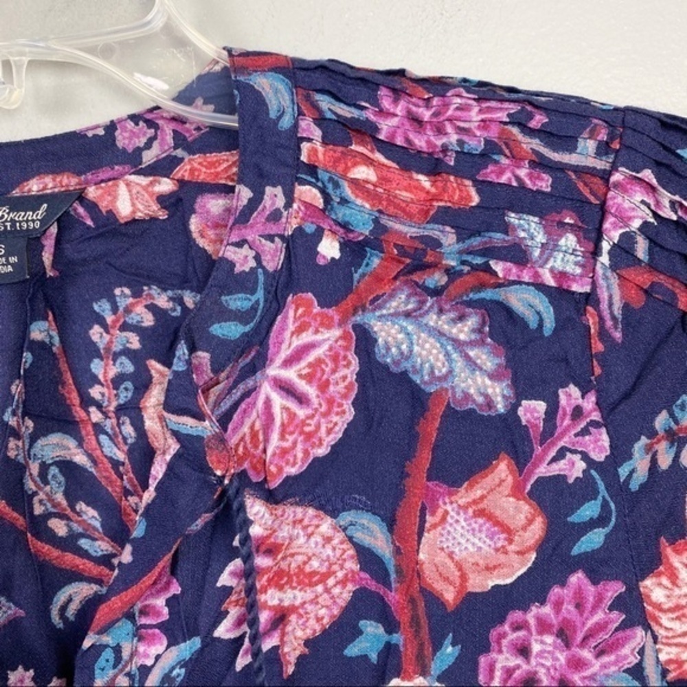 Lucky Brand Floral Blouse Blue Pink Small - Picture 7 of 8